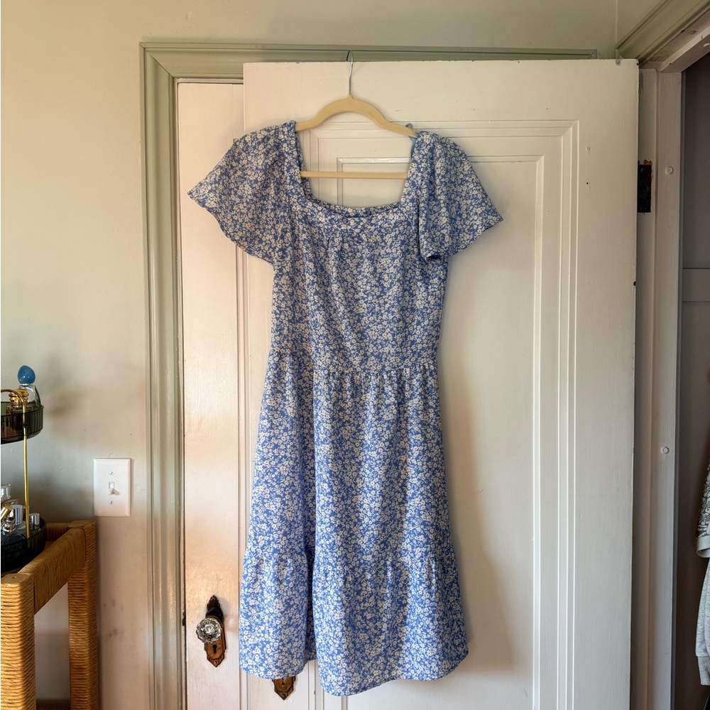 Monteau Blue Floral Midi Dress